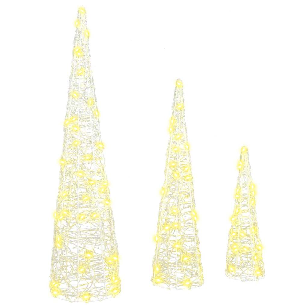 Weihnachtsbaum 3 Stk. Warmweiß 20 x 20 x 80 cm Acryl 90 LEDs