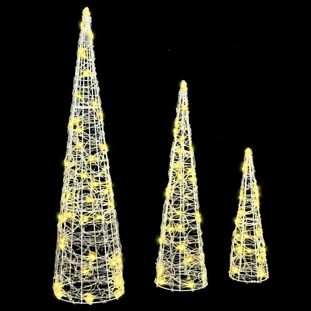 Weihnachtsbaum 3 Stk. Warmweiß 20 x 20 x 80 cm Acryl 90 LEDs