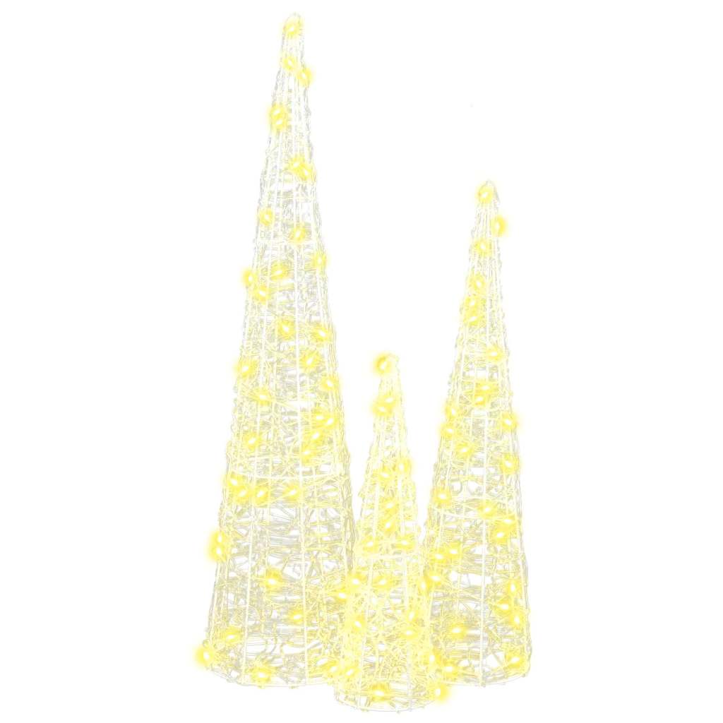 Weihnachtsbaum 3 Stk. Warmweiß 20 x 20 x 80 cm Acryl 90 LEDs