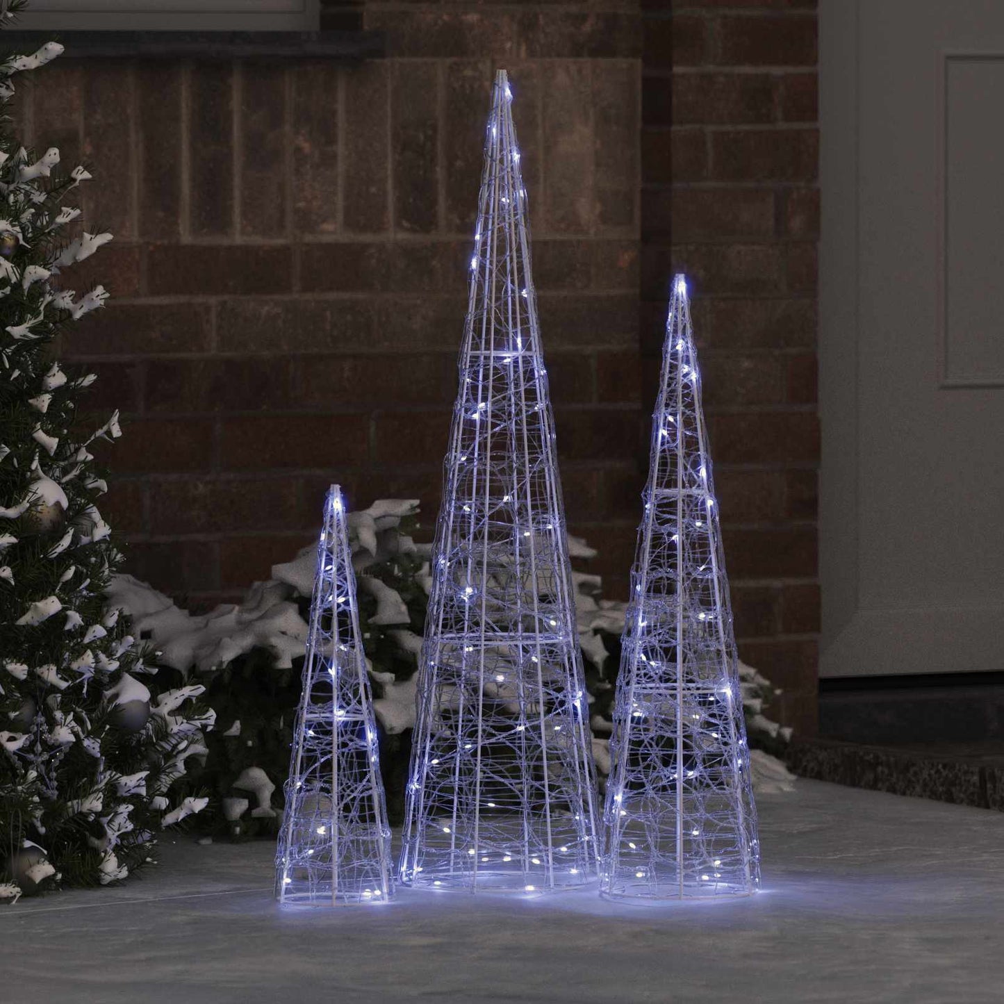 Weihnachtsbaum 3 Stk. Kaltweiß 20 x 20 x 80 cm Acryl 90 LEDs