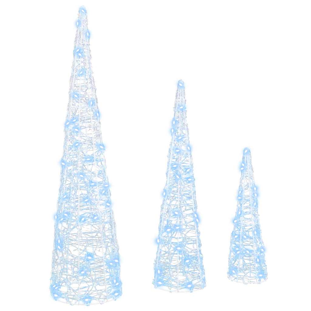 Weihnachtsbaum 3 Stk. Kaltweiß 20 x 20 x 80 cm Acryl 90 LEDs