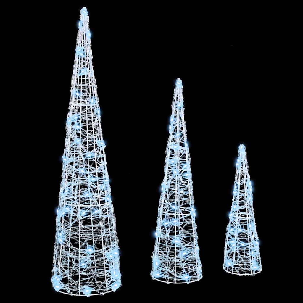 Weihnachtsbaum 3 Stk. Kaltweiß 20 x 20 x 80 cm Acryl 90 LEDs