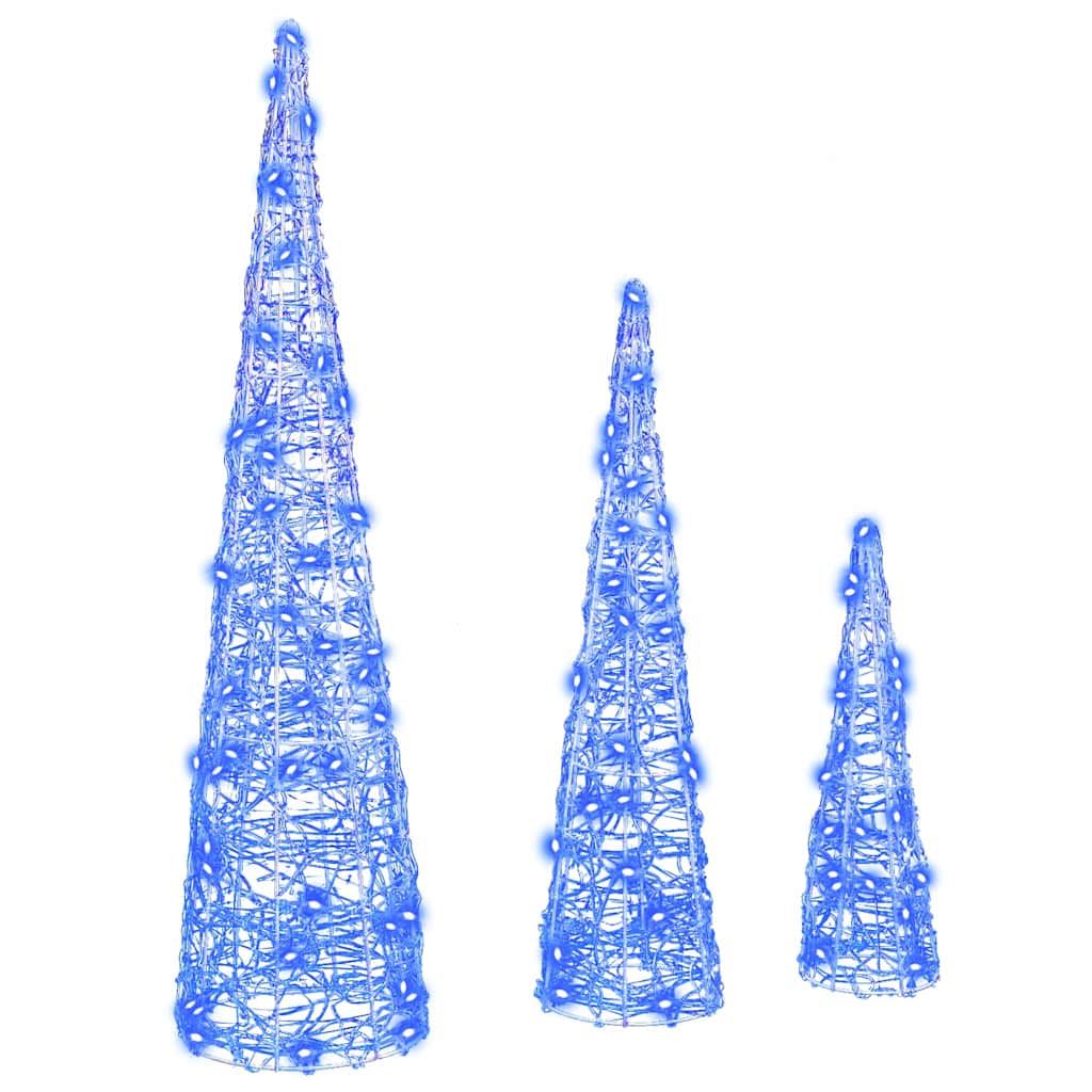 Weihnachtsbaum 3 Stk. Blau 20 x 20 x 80 cm Acryl 90 LEDs