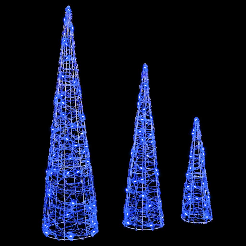 Weihnachtsbaum 3 stk. 90 LEDs Blau 20 x 20 x 80 cm Acryl