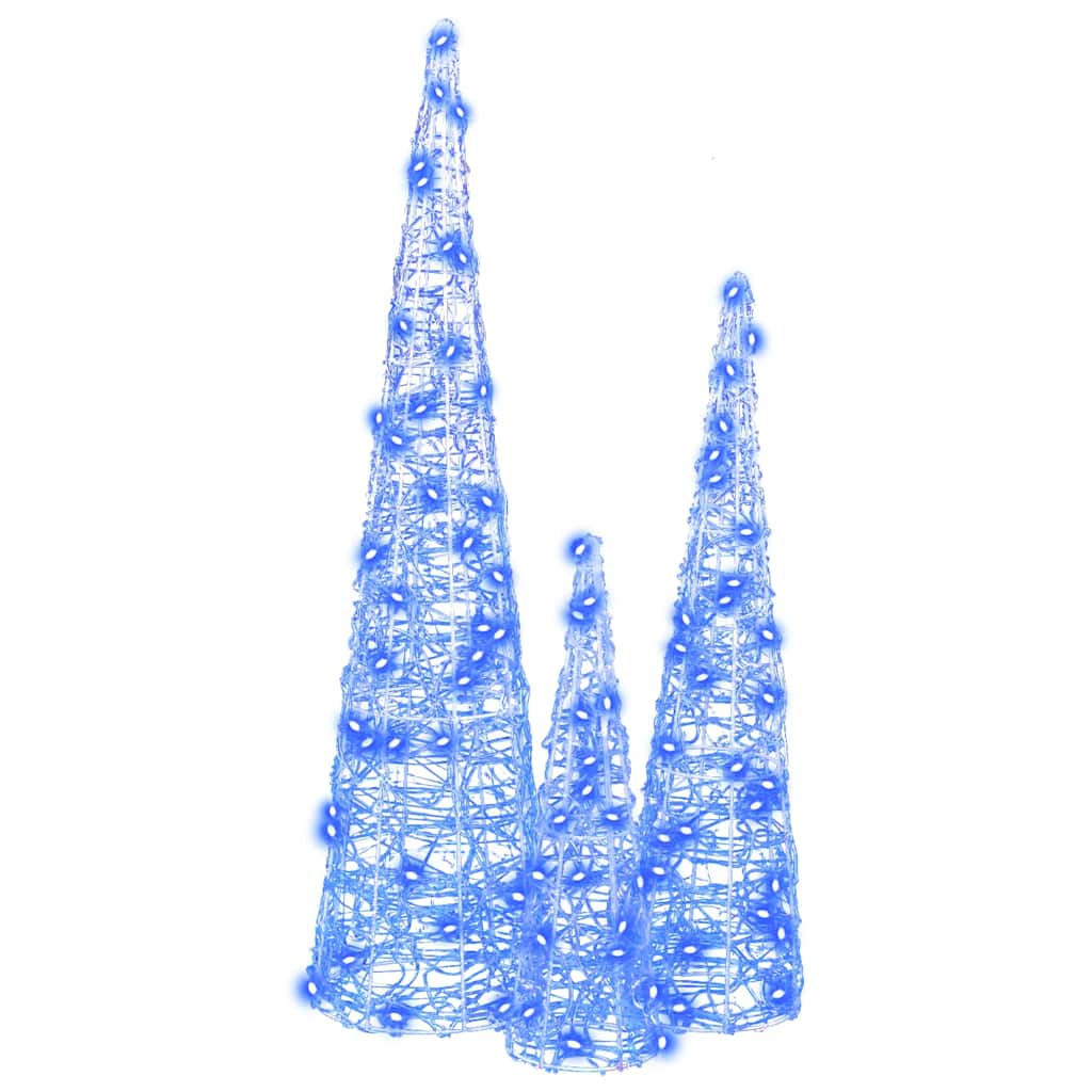 Weihnachtsbaum 3 Stk. Blau 20 x 20 x 80 cm Acryl 90 LEDs