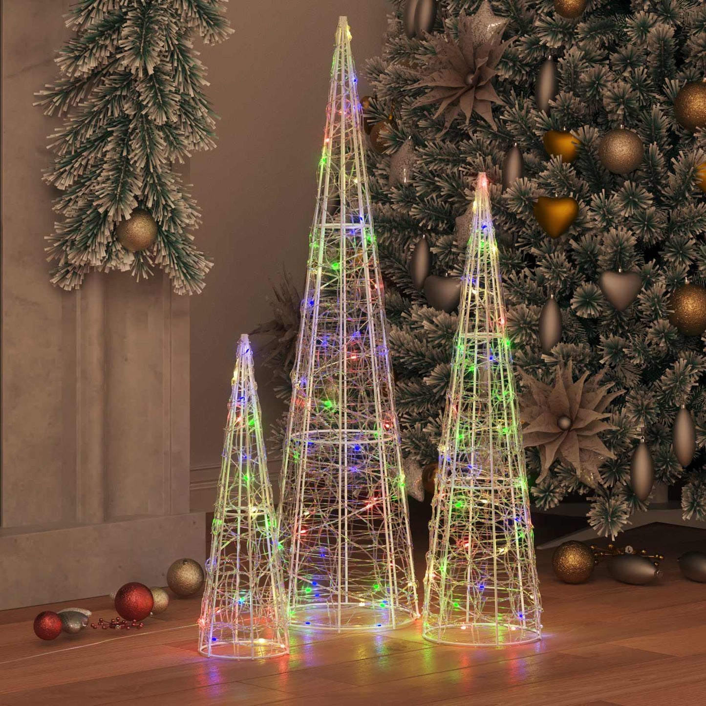 Weihnachtsbaum 3 Stk. Mehrfarbig 20 x 20 x 80 cm Acryl 90 LEDs