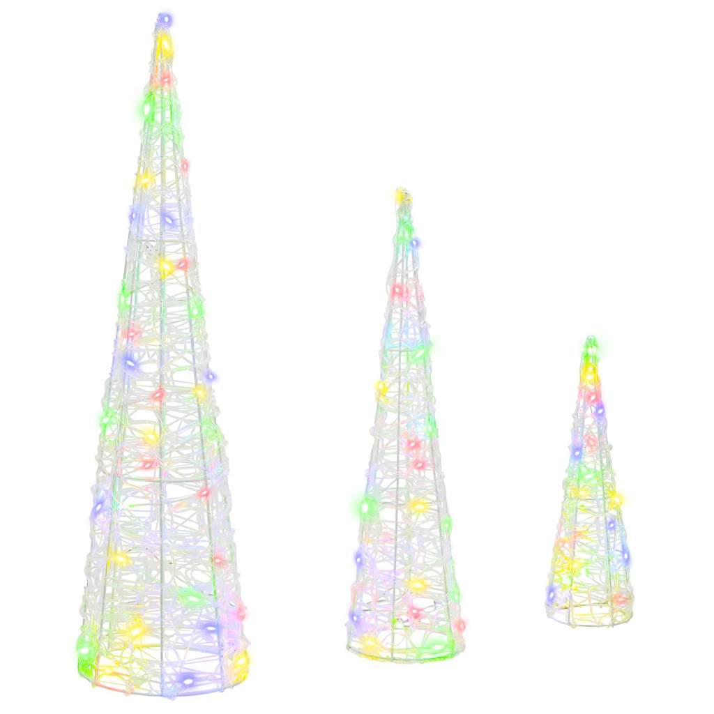 Weihnachtsbaum 3 Stk. Mehrfarbig 20 x 20 x 80 cm Acryl 90 LEDs