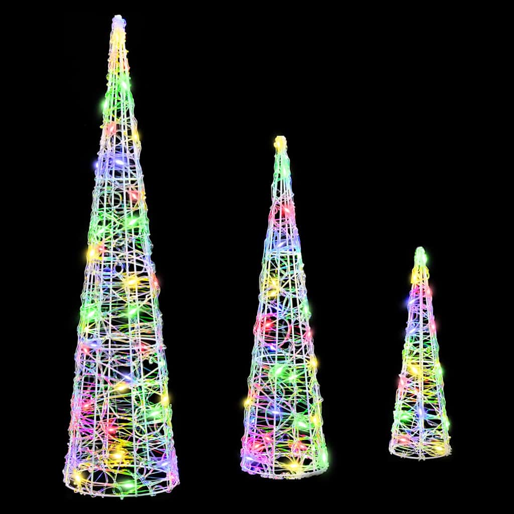 Weihnachtsbaum 3 Stk. Mehrfarbig 20 x 20 x 80 cm Acryl 90 LEDs