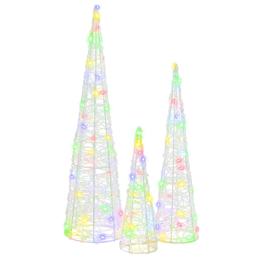 Weihnachtsbaum 3 Stk. Mehrfarbig 20 x 20 x 80 cm Acryl 90 LEDs
