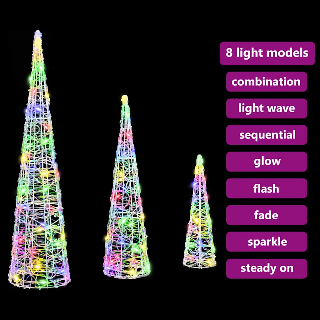 Weihnachtsbaum 3 Stk. Mehrfarbig 20 x 20 x 80 cm Acryl 90 LEDs