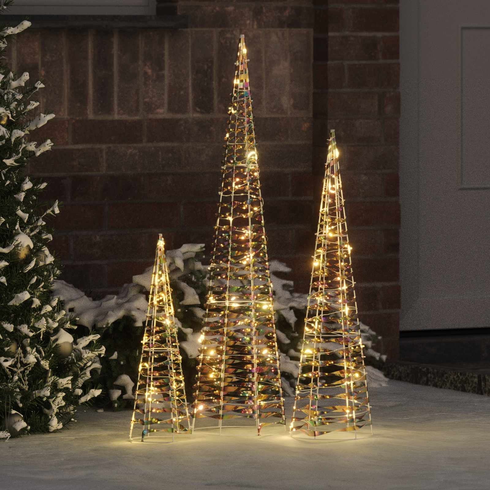 Weihnachtsbaum 3 Stk. Warmweiß 20 x 20 x 80 cm PET 90 LEDs