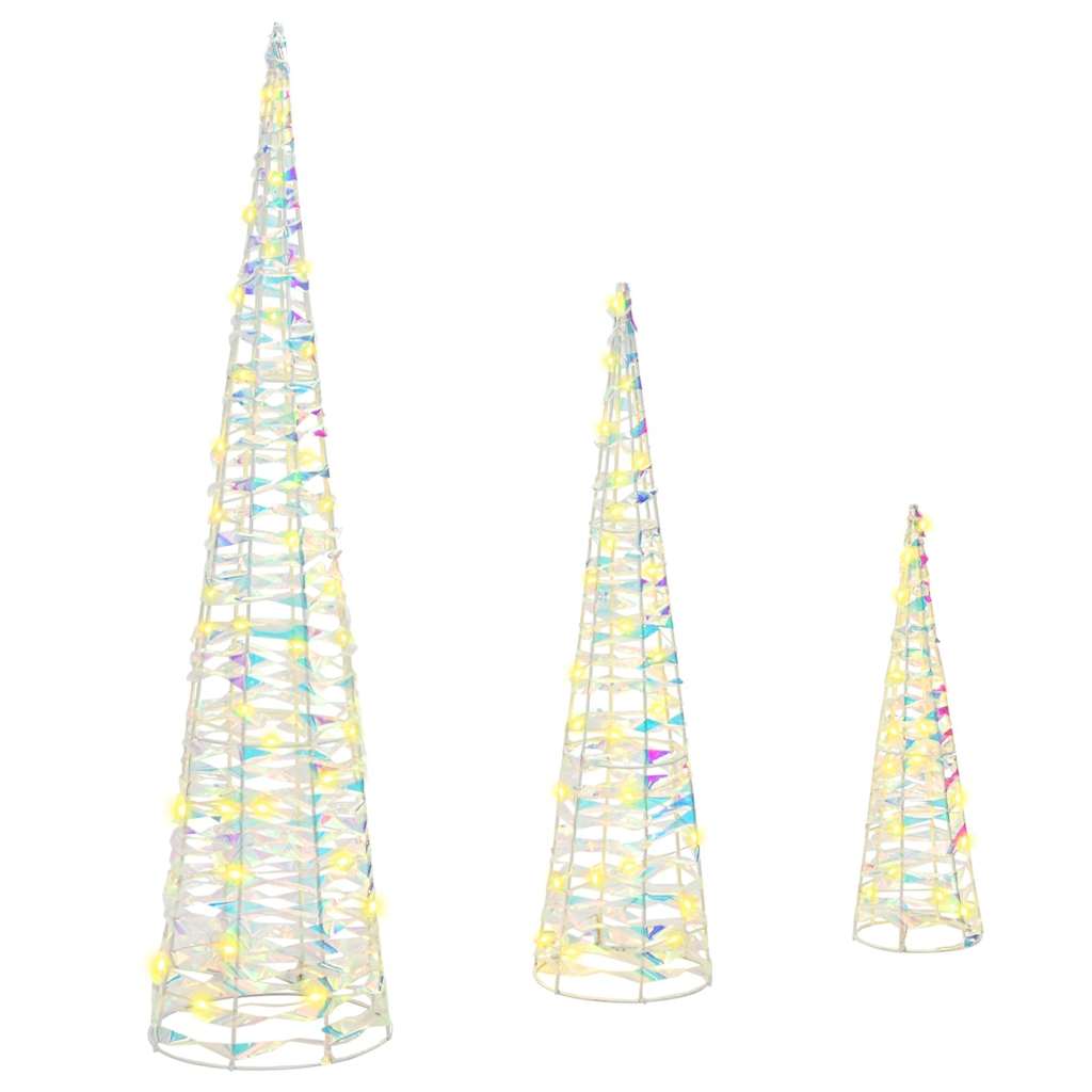 Weihnachtsbaum 3 Stk. Warmweiß 20 x 20 x 80 cm PET 90 LEDs