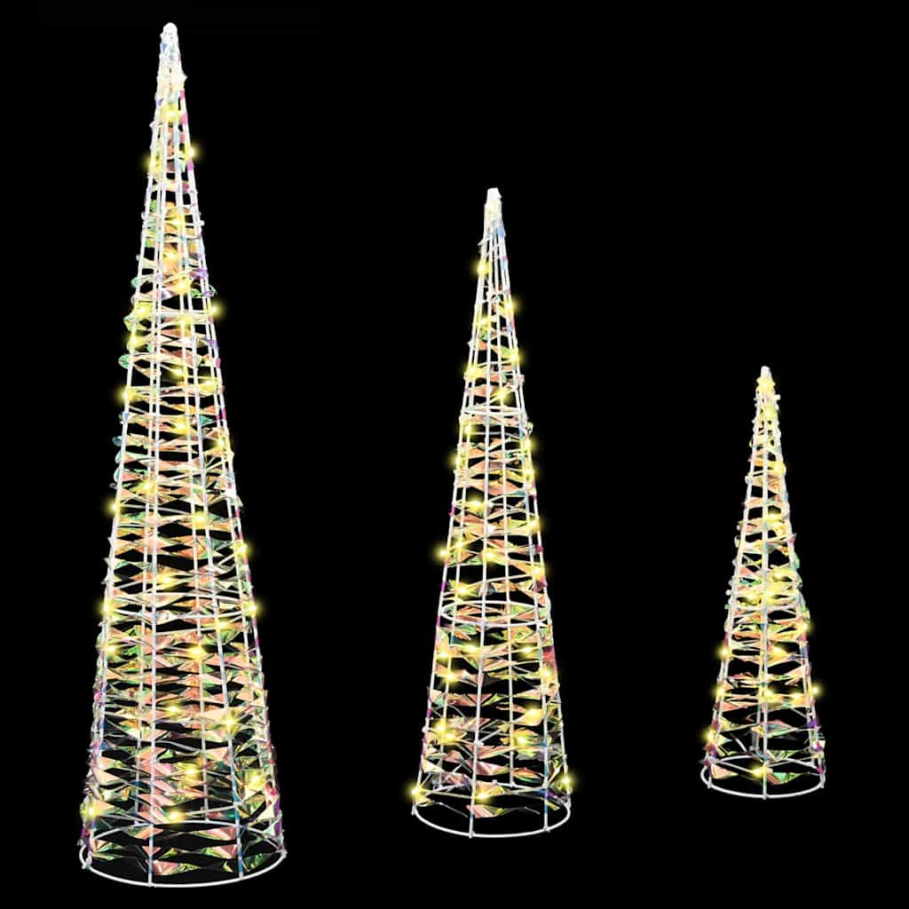 Weihnachtsbaum 3 Stk. Warmweiß 20 x 20 x 80 cm PET 90 LEDs