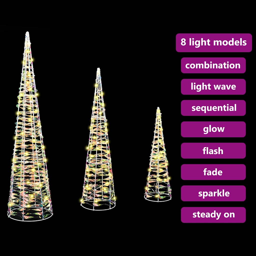 Weihnachtsbaum 3 Stk. Warmweiß 20 x 20 x 80 cm PET 90 LEDs
