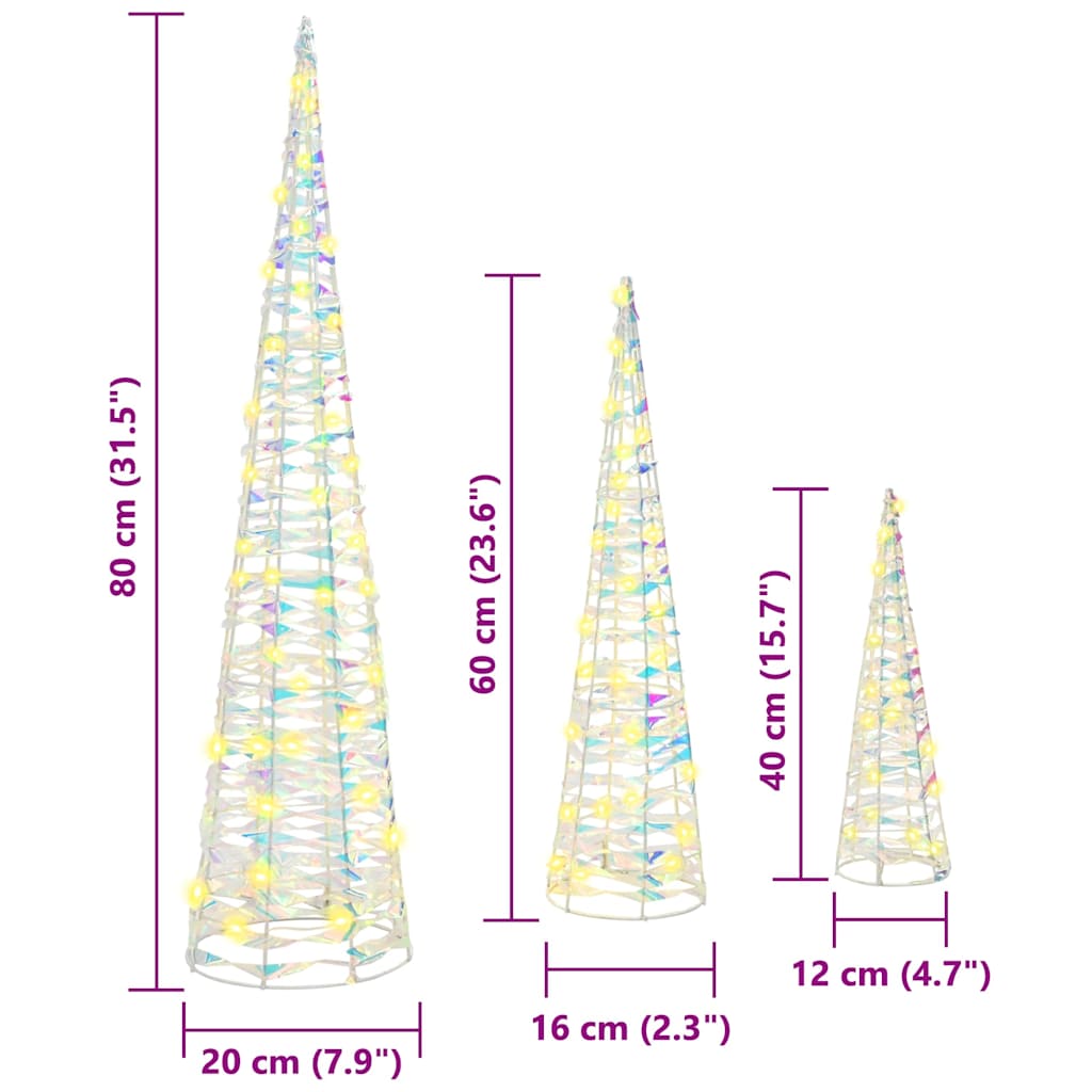 Weihnachtsbaum 3 Stk. Warmweiß 20 x 20 x 80 cm PET 90 LEDs
