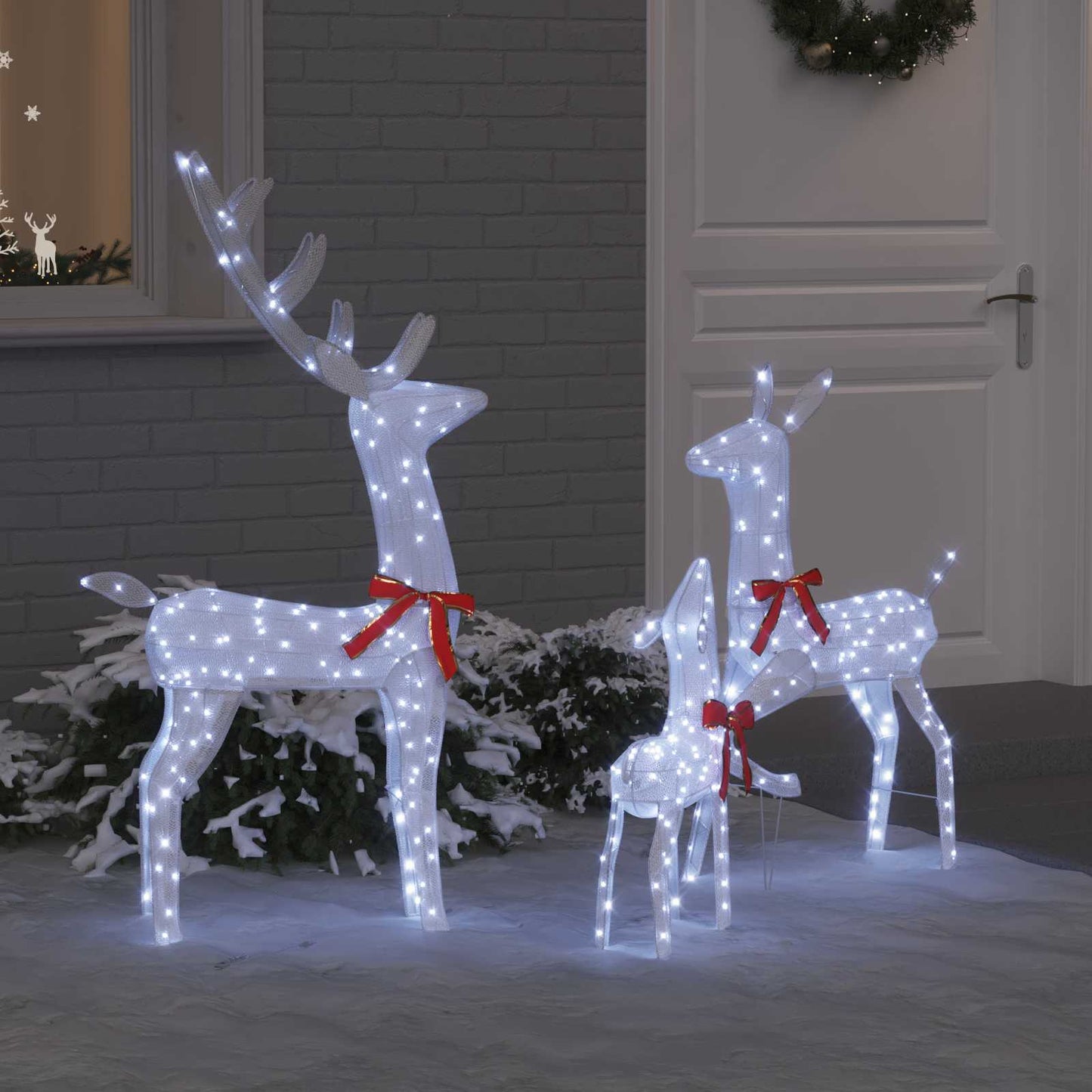 Rentierfamilie 3 Stk. 300 LEDs Kaltweiß 68 x 26 x 127 cm Stoff