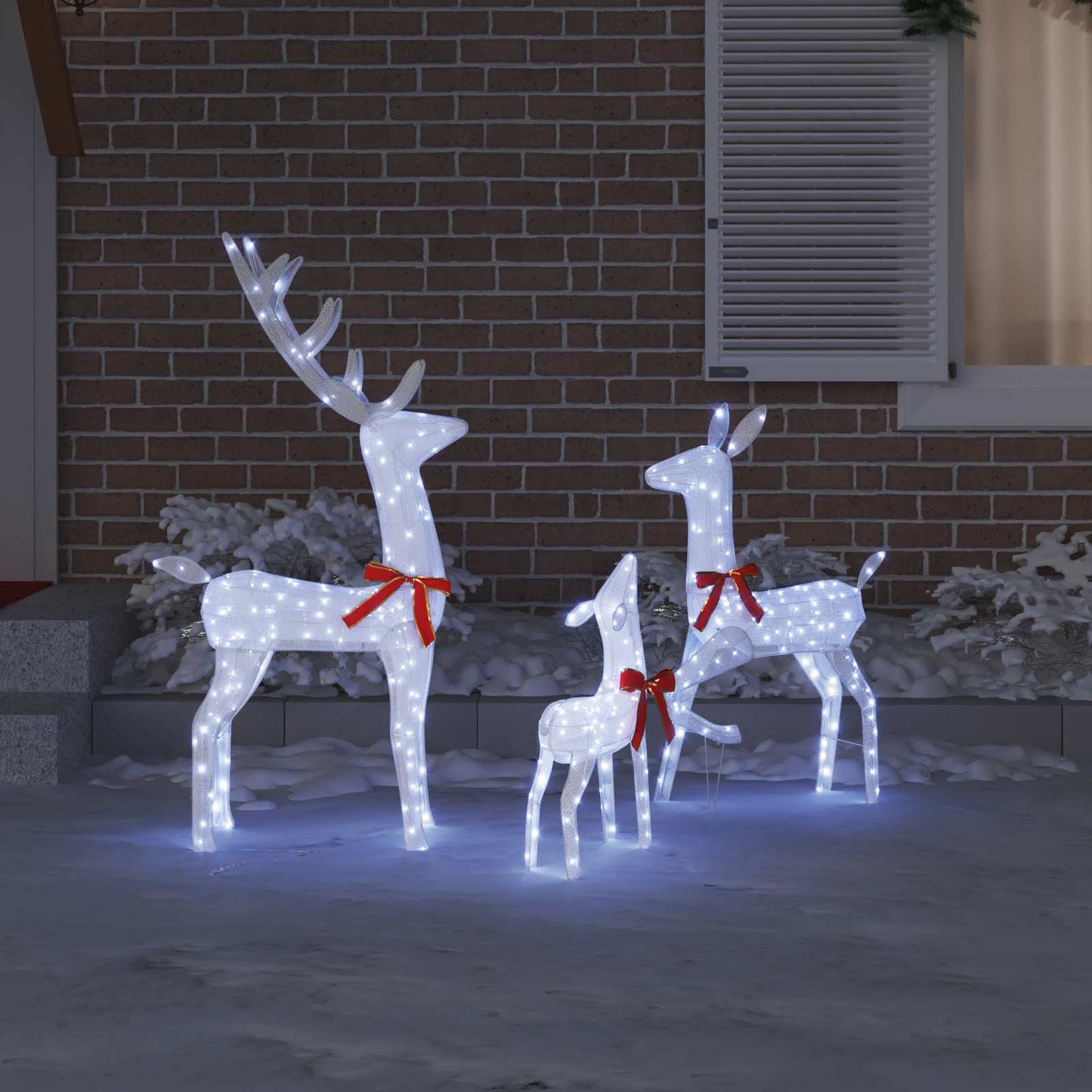 Rentierfamilie 3 Stk. 300 LEDs Kaltweiß 68 x 26 x 127 cm Stoff
