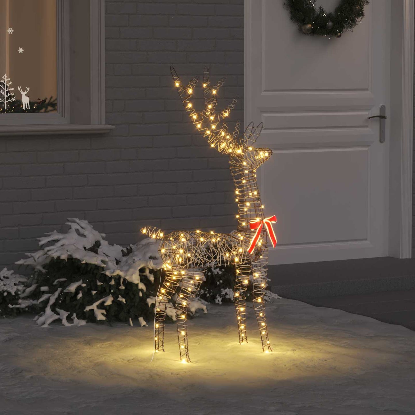 3D Rentier 140 LEDs Warmweiß 70 x 41 x 128 cm Rattan