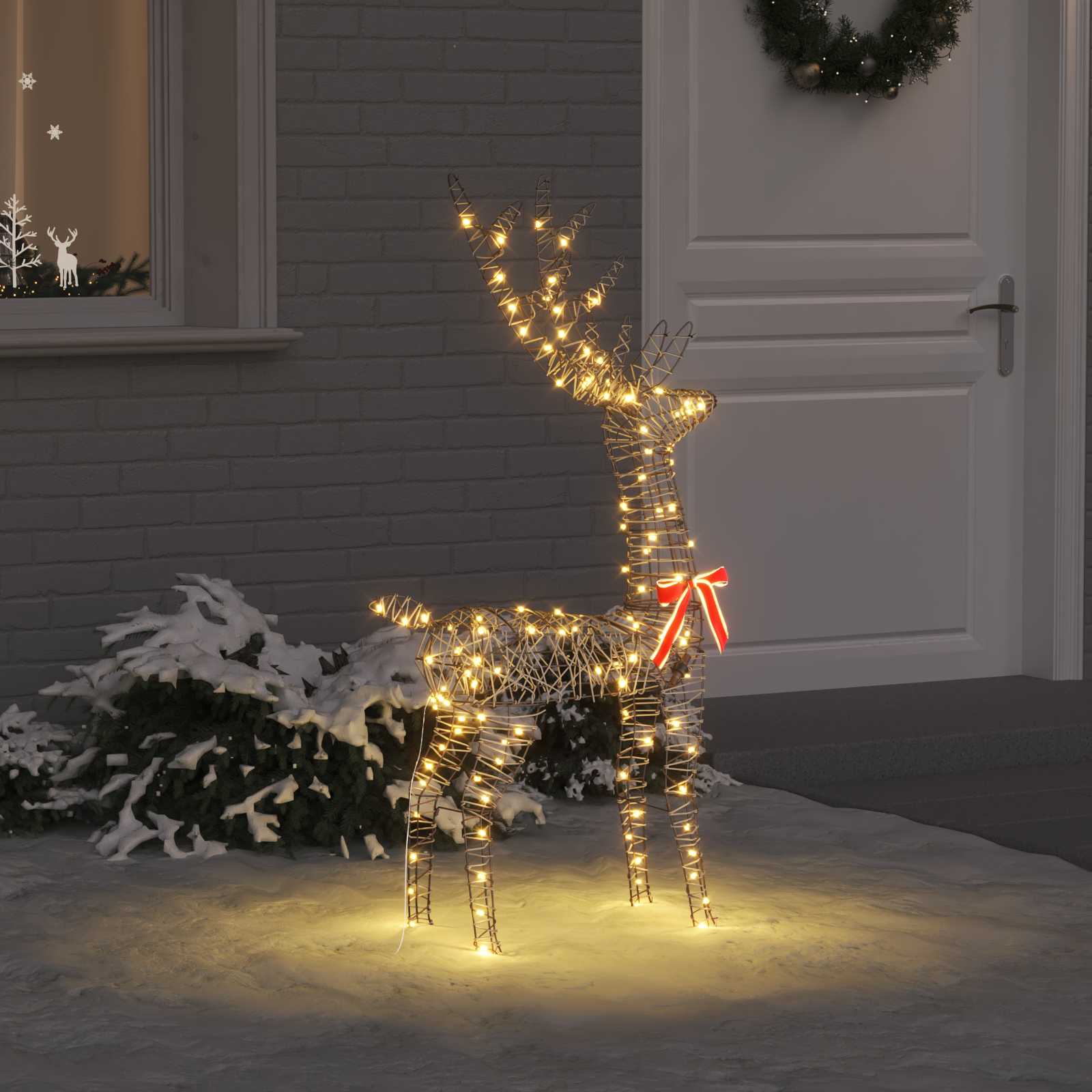 3D Rentier 140 LEDs Warmweiß 70 x 41 x 128 cm Rattan