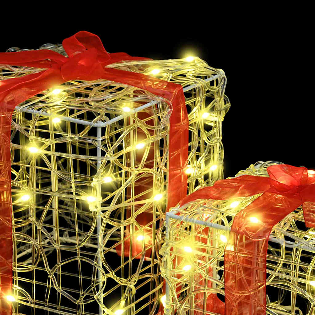 Geschenkbox 3 Stk. Warmweiß 20 x 20 x 20 cm Acryl 60 LEDs