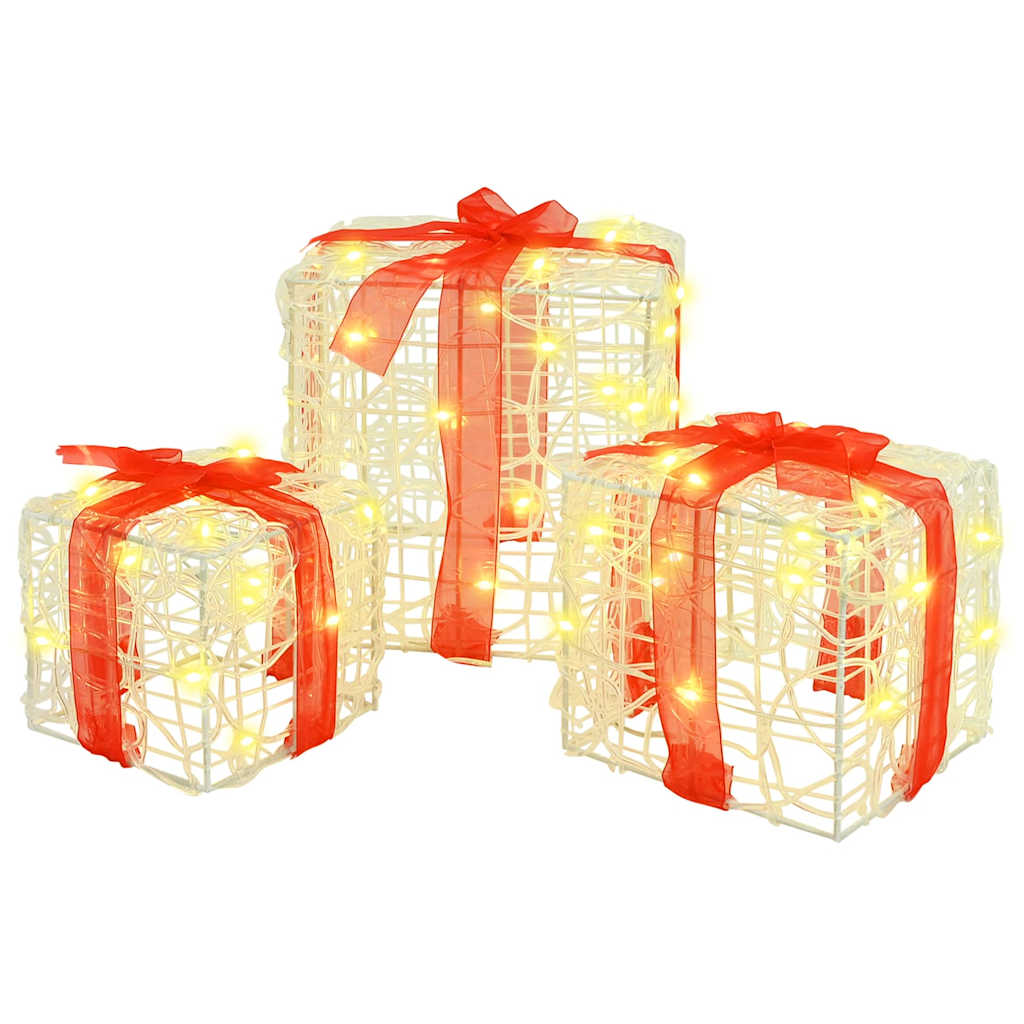 Geschenkbox 3 Stk. Warmweiß 20 x 20 x 20 cm Acryl 60 LEDs