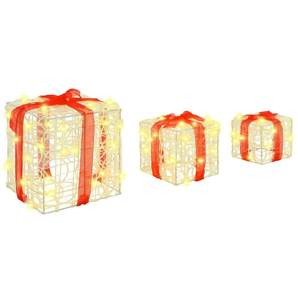Geschenkbox 3 Stk. Warmweiß 20 x 20 x 20 cm Acryl 60 LEDs
