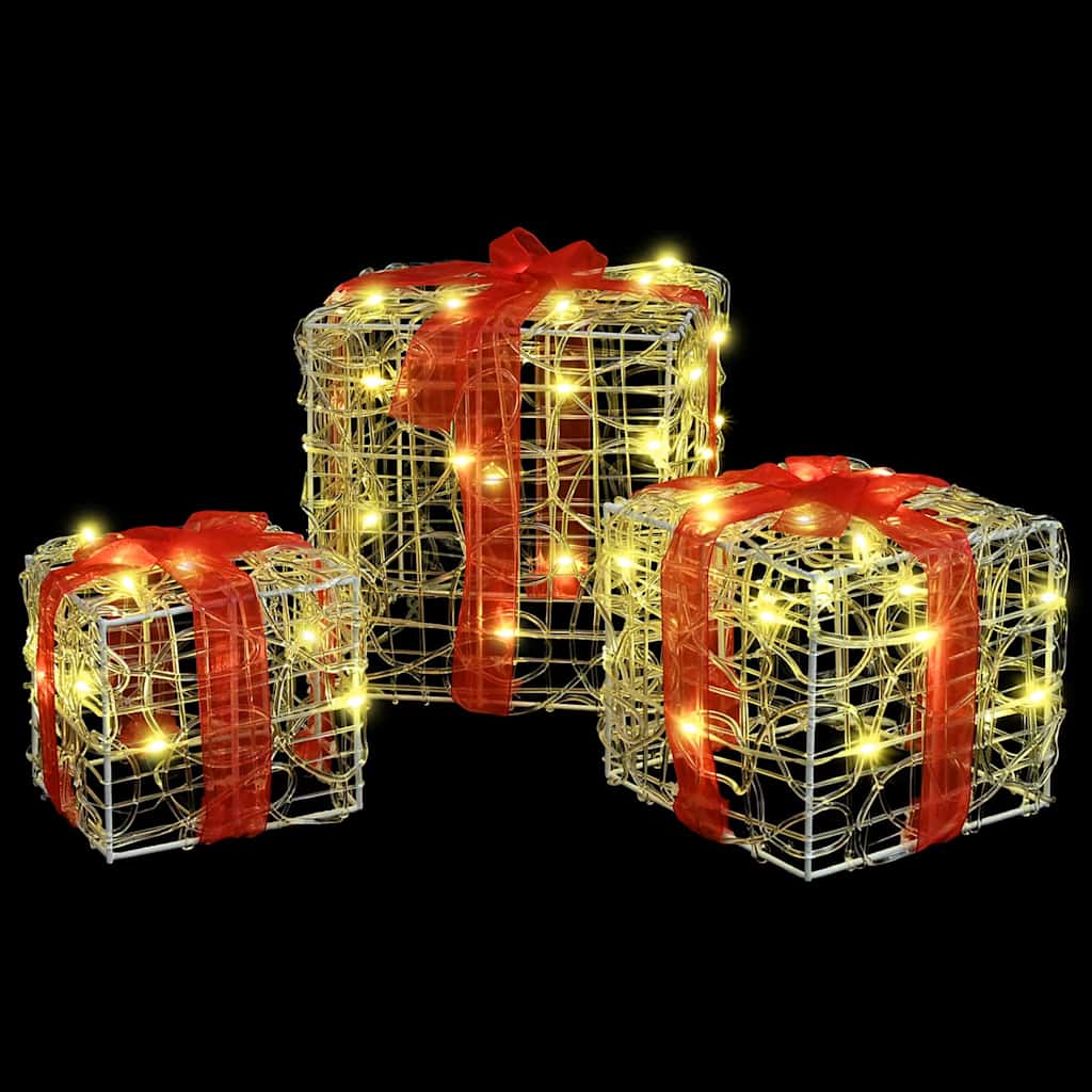 Geschenkbox 3 stk. 60 LEDs Warmweiß 20 x 20 x 20 cm Acryl