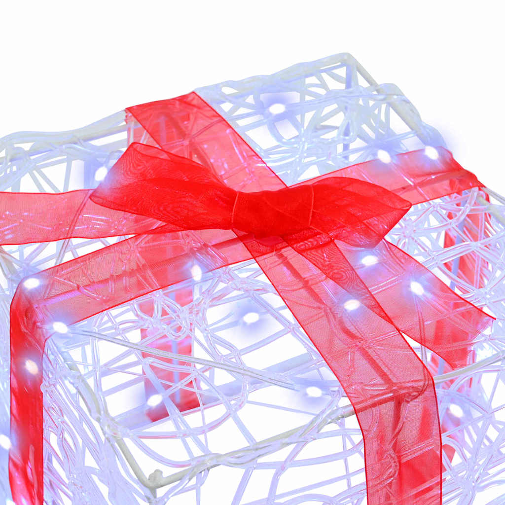 Geschenkbox 3 Stk. Kaltweiß 20 x 20 x 20 cm Acryl 60 LEDs