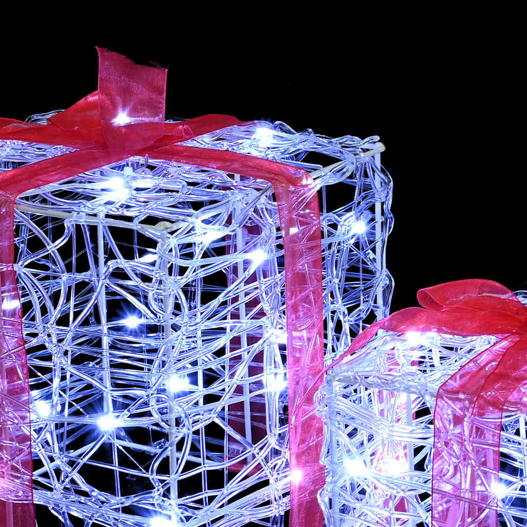 Geschenkbox 3 Stk. Kaltweiß 20 x 20 x 20 cm Acryl 60 LEDs