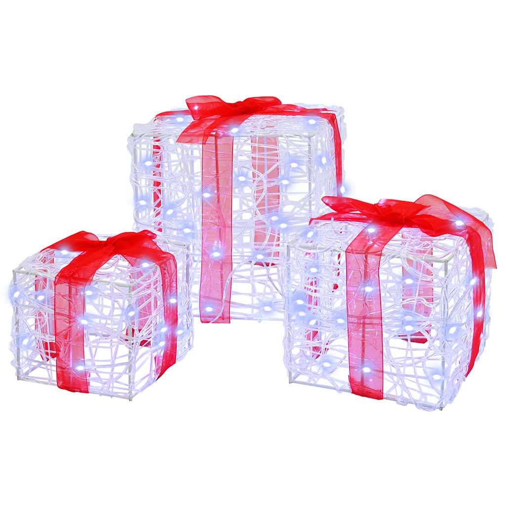 Geschenkbox 3 Stk. Kaltweiß 20 x 20 x 20 cm Acryl 60 LEDs
