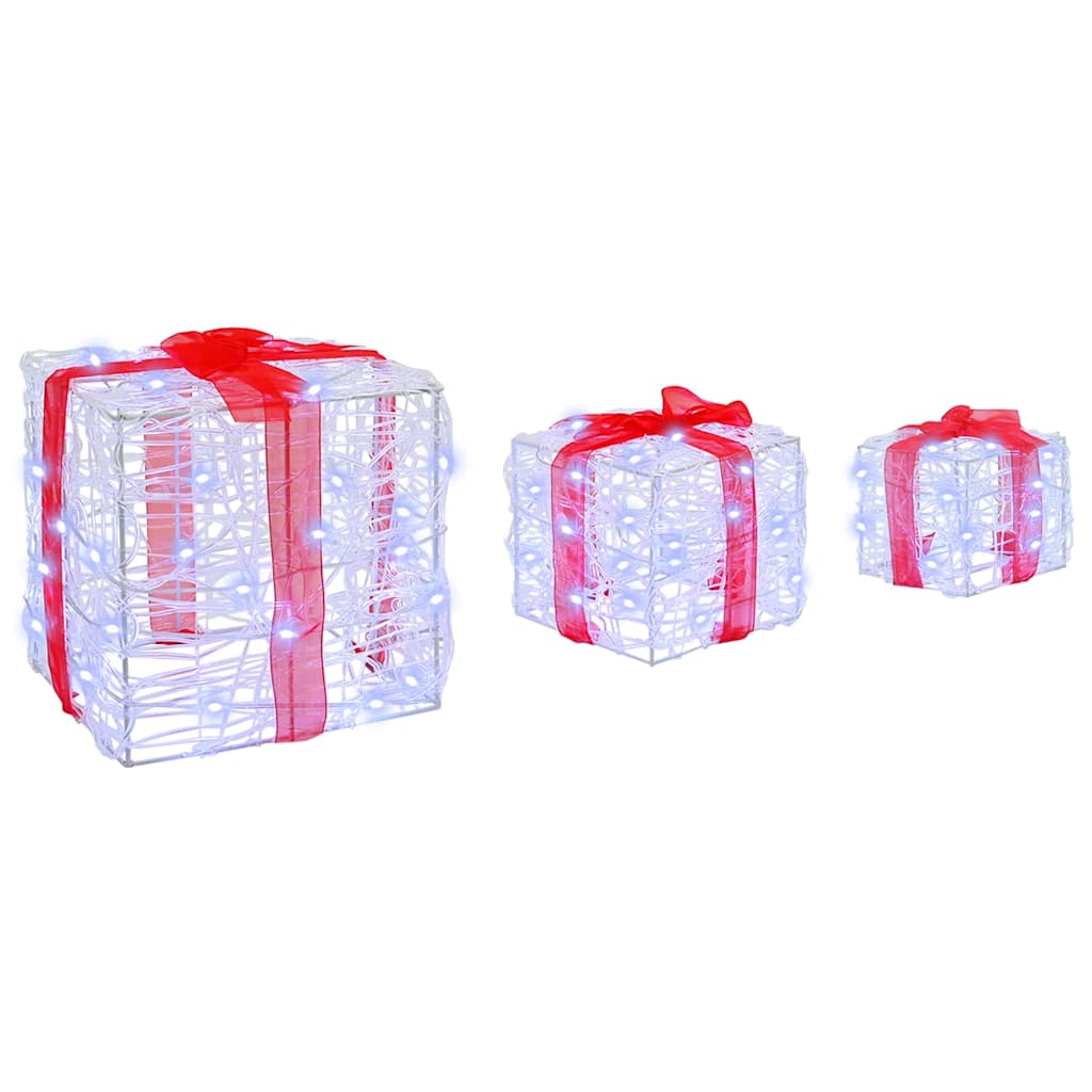 Geschenkbox 3 Stk. Kaltweiß 20 x 20 x 20 cm Acryl 60 LEDs