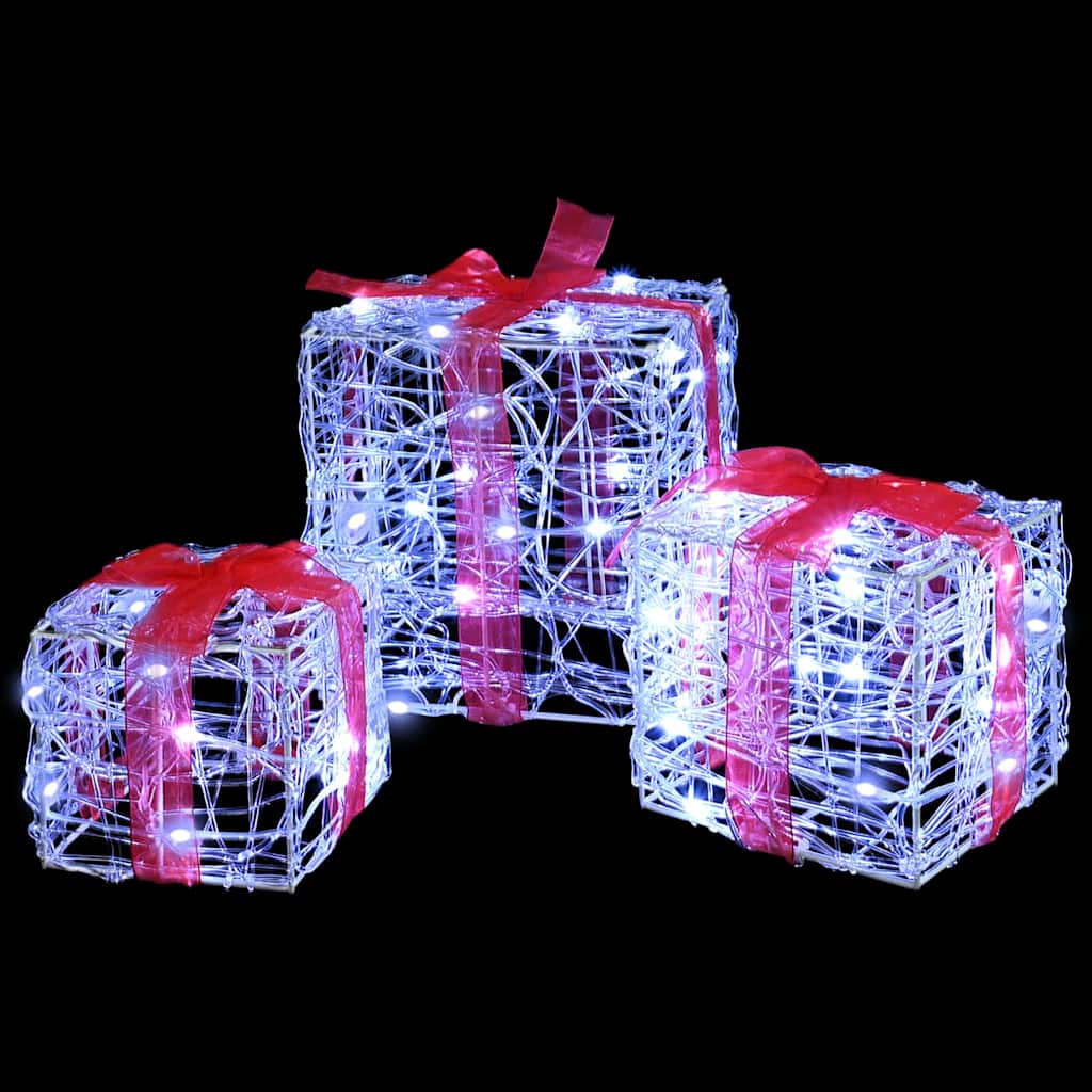 Geschenkbox 3 stk. 60 LEDs Kaltweiß 20 x 20 x 20 cm Acryl