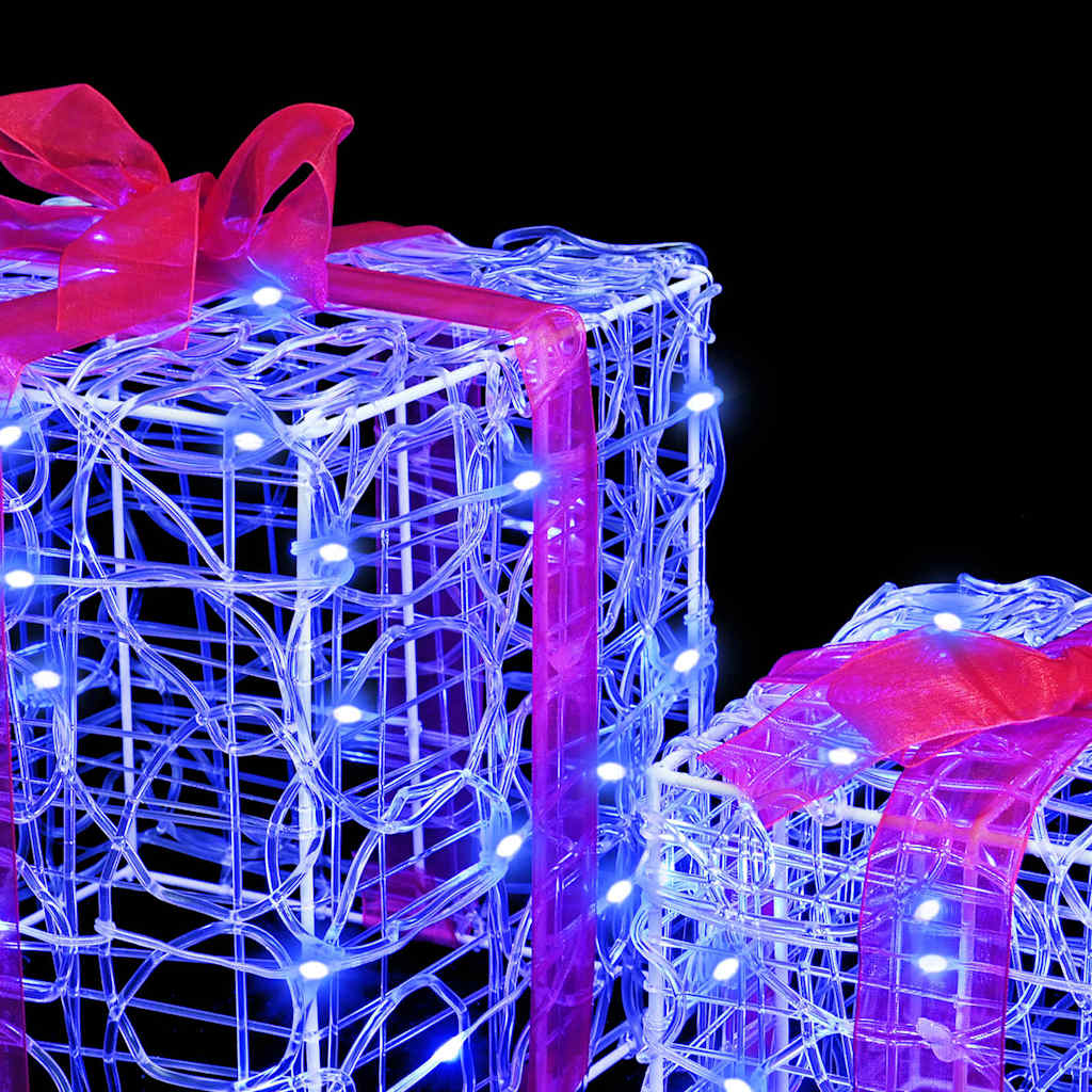 Geschenkbox 3 stk. 60 LEDs Blau 20 x 20 x 20 cm Acryl