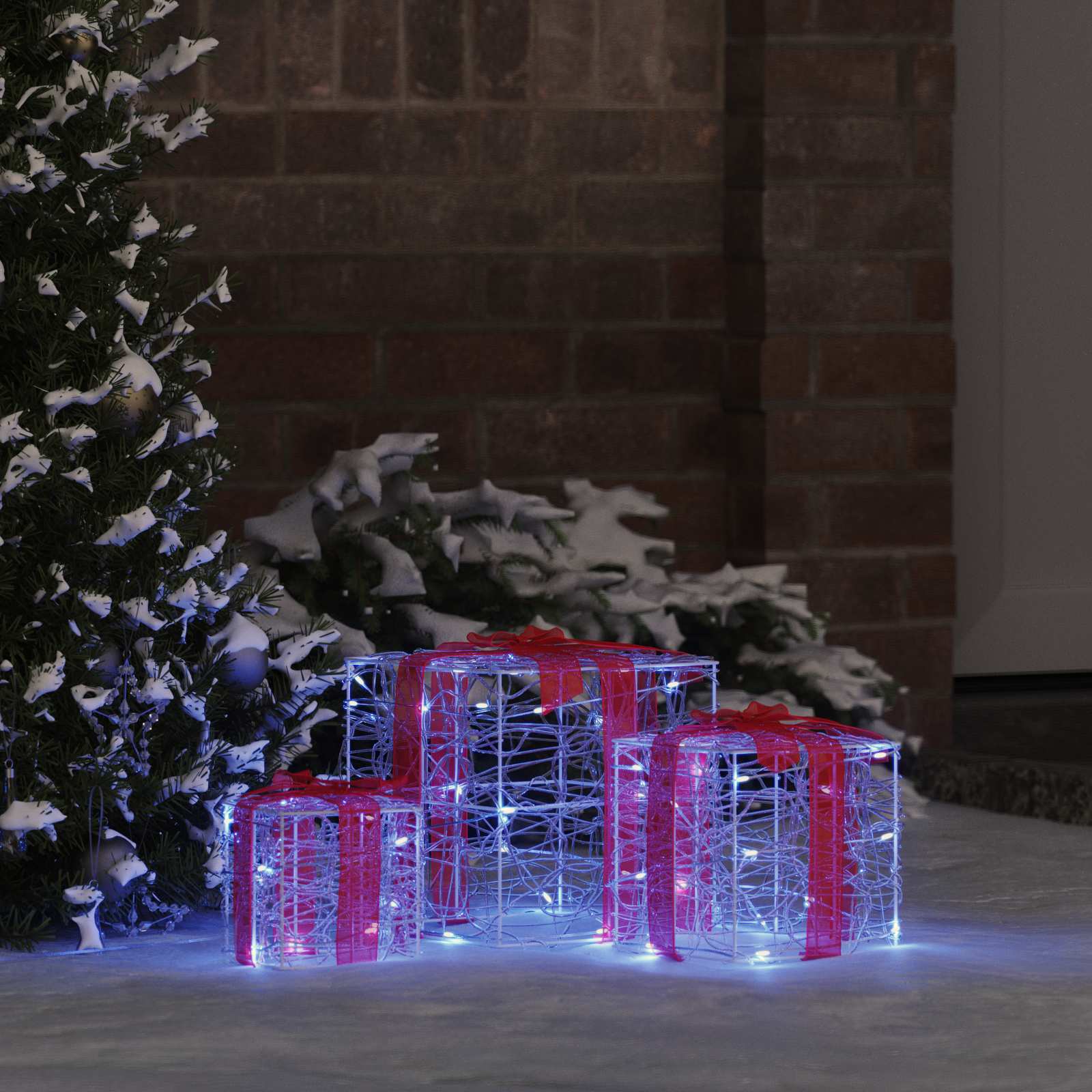 Geschenkbox 3 Stk. Blau 20 x 20 x 20 cm Acryl 60 LEDs