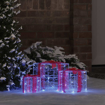 Geschenkbox 3 stk. Blau 20 x 20 x 20 cm Acryl 60 LEDs