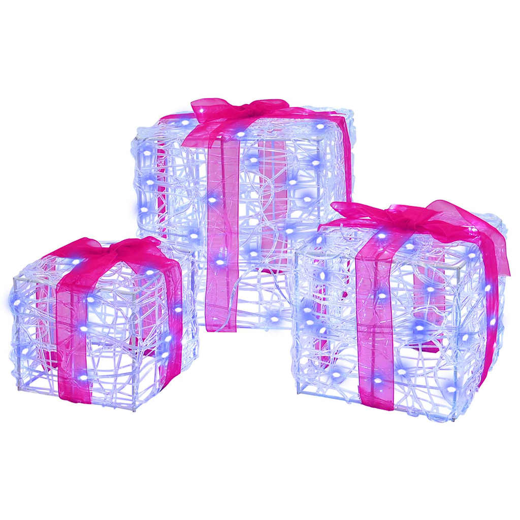 Geschenkbox 3 stk. 60 LEDs Blau 20 x 20 x 20 cm Acryl