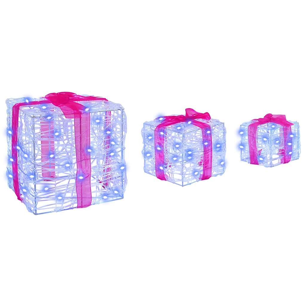 Geschenkbox 3 Stk. Blau 20 x 20 x 20 cm Acryl 60 LEDs