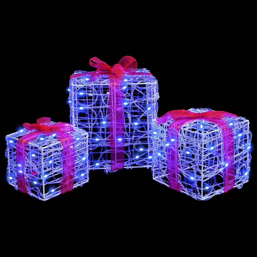 Geschenkbox 3 stk. 60 LEDs Blau 20 x 20 x 20 cm Acryl