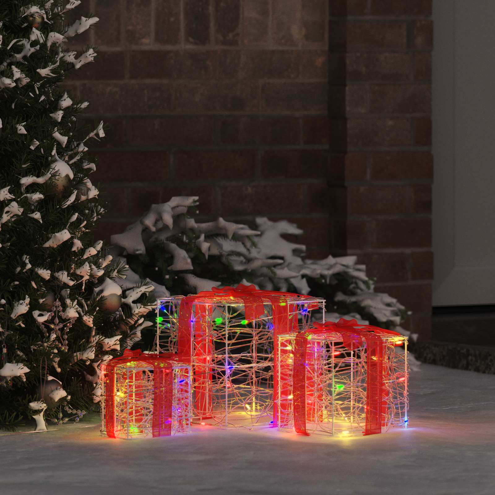 Geschenkbox 3 Stk. Mehrfarbig 20 x 20 x 20 cm Acryl 60 LEDs