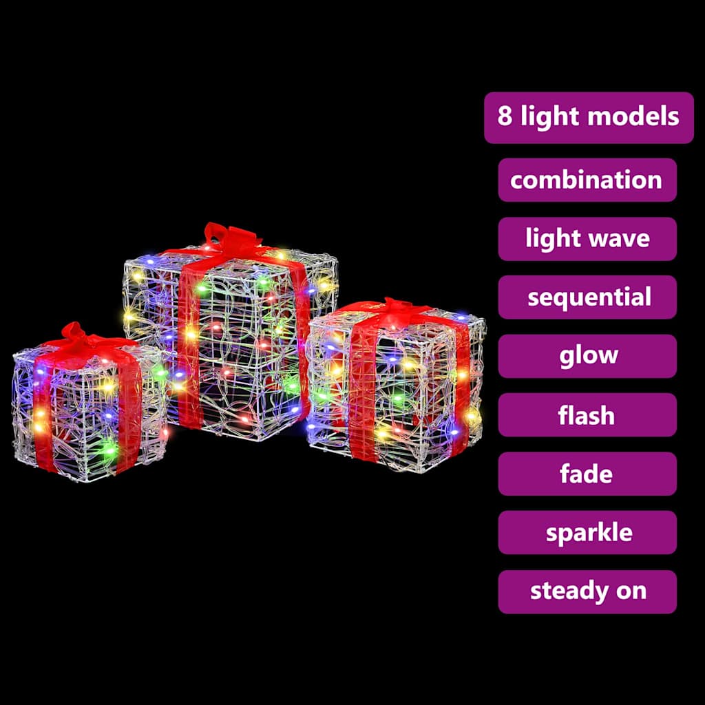 Geschenkbox 3 Stk. Mehrfarbig 20 x 20 x 20 cm Acryl 60 LEDs