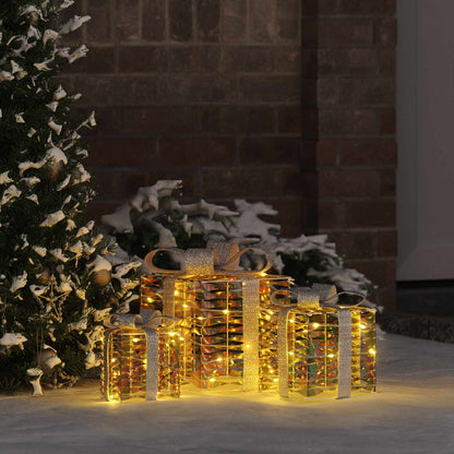 Beleuchtete Weihnachtsgeschenkbox 3 stk. Warmes Weiß