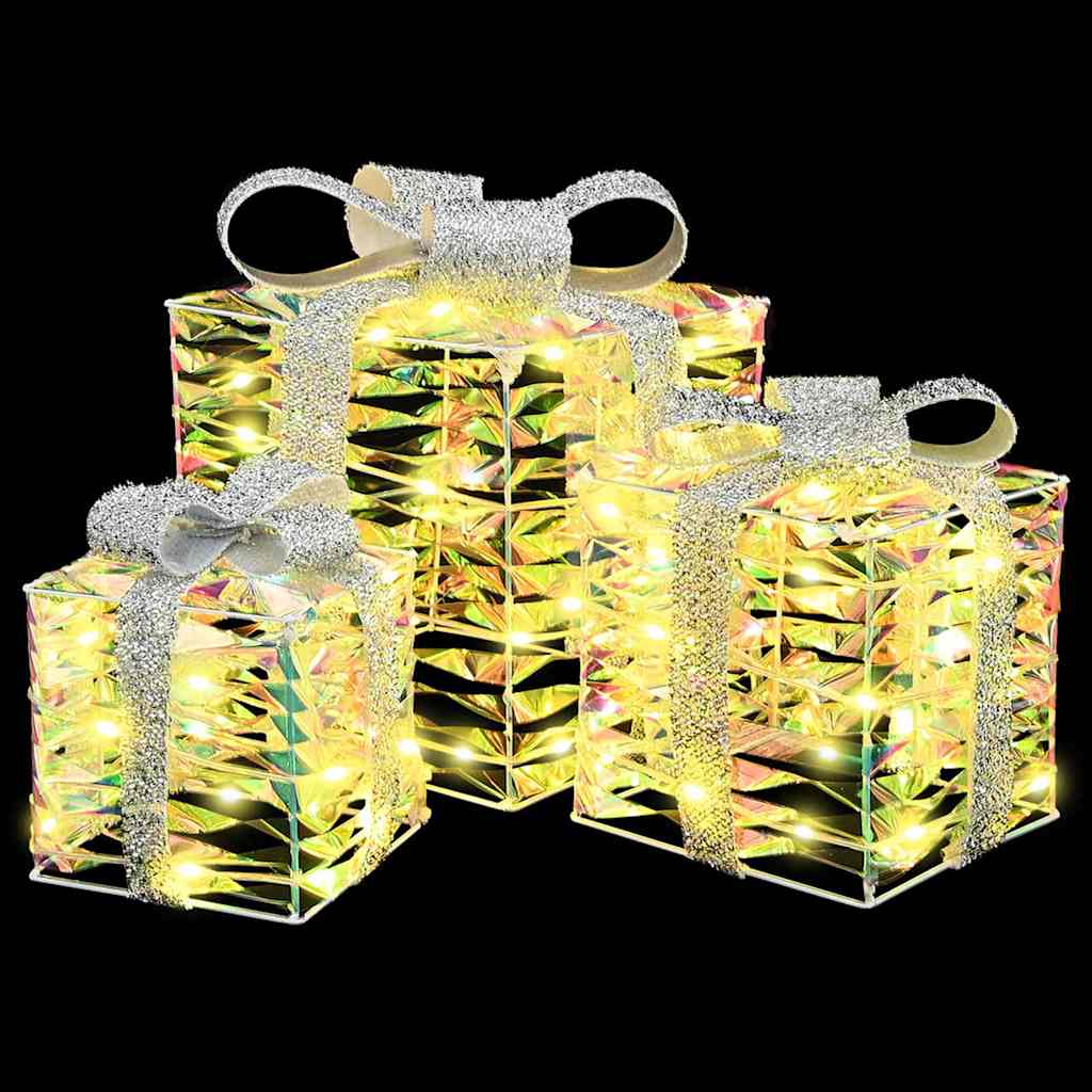 Beleuchtete Weihnachtsgeschenkbox 3 stk. Warmes Weiß