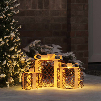 Beleuchtete Weihnachtsgeschenkbox 3 stk. Warmes Weiß