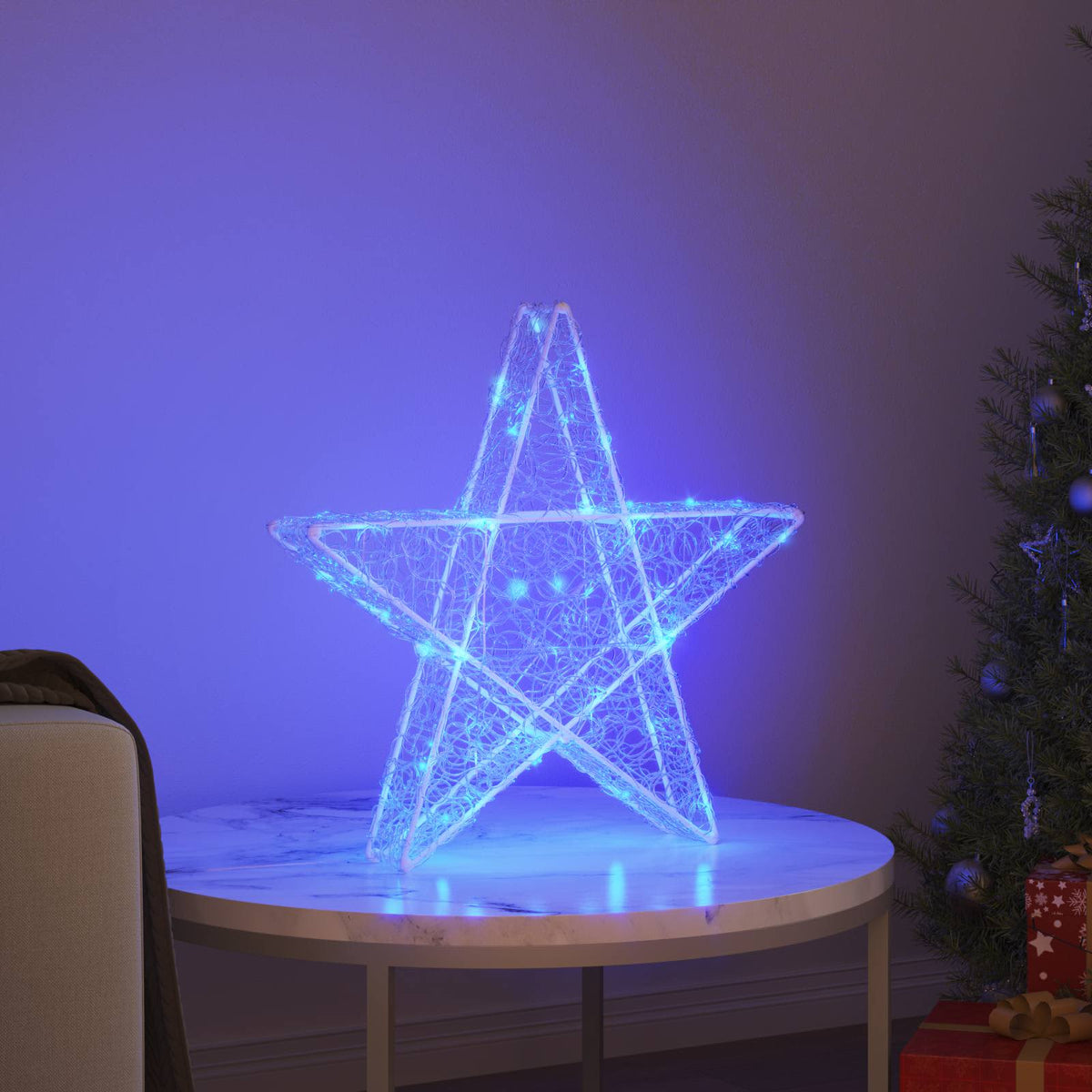 3D Stern Blau 55 x 53.5 x 10 cm Acryl 50 LEDs