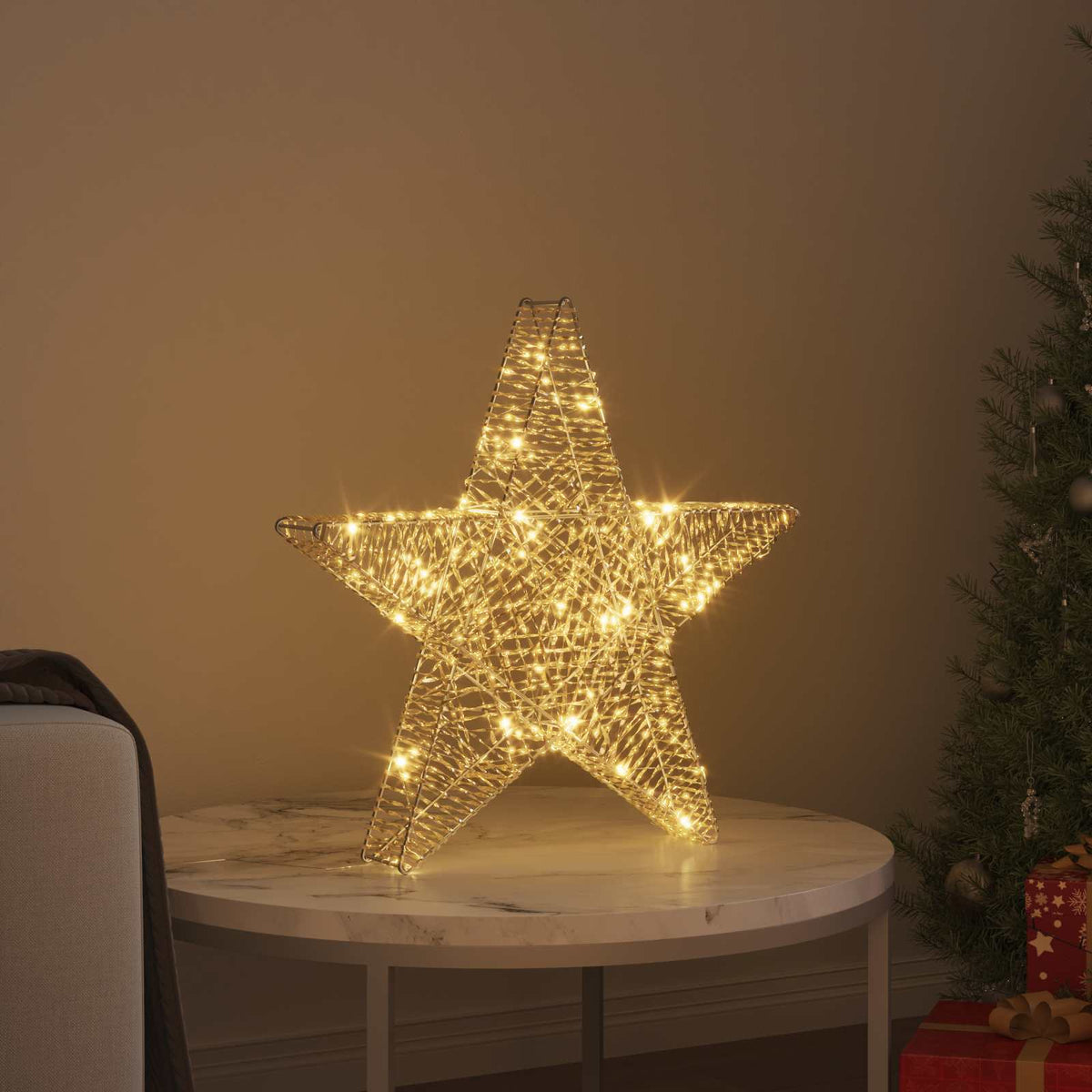 3D-Weihnachtsstern Warmes Weiß 55 x 52,5 x 10 cm