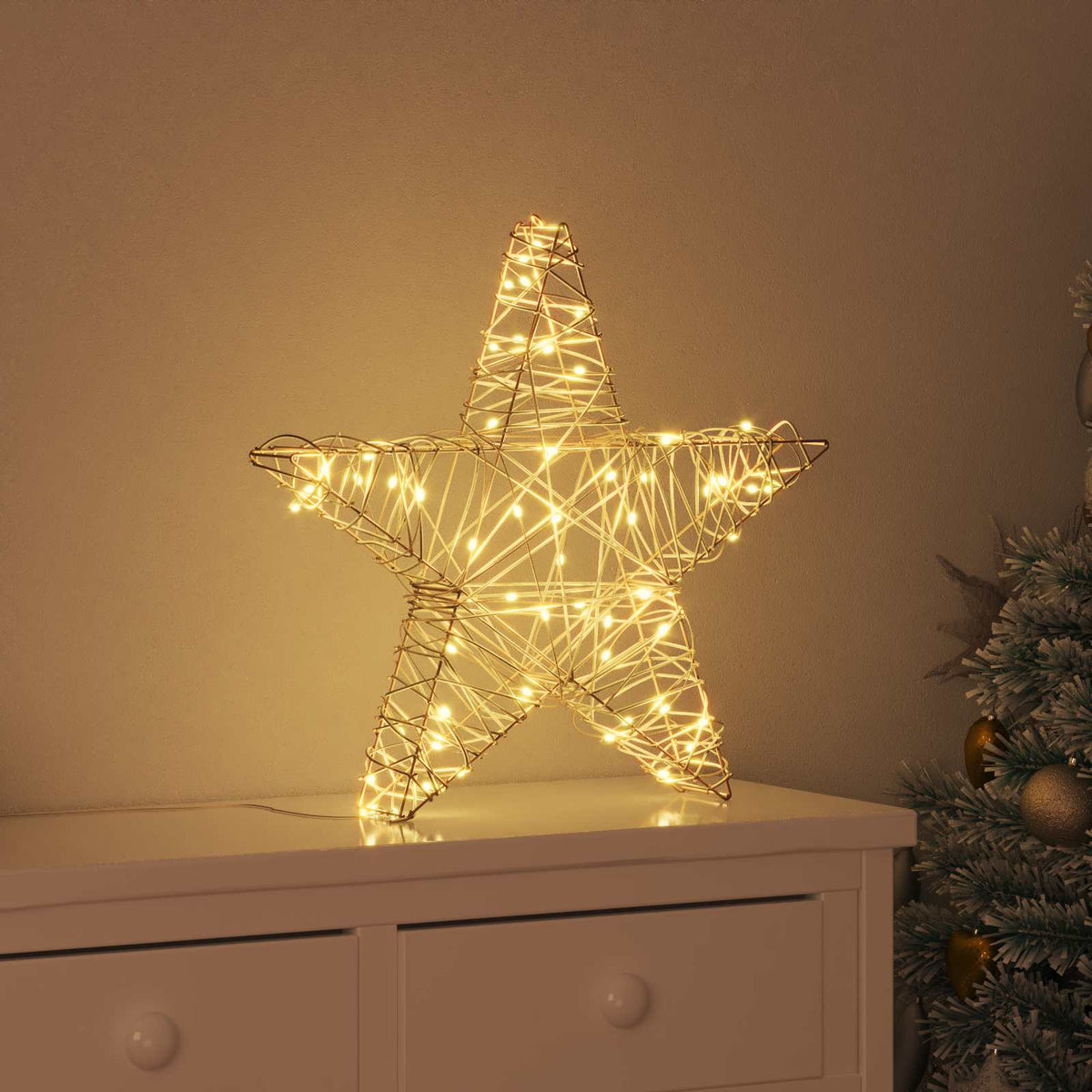 3D-Weihnachtsstern Warmes Weiß 55 x 52,5 x 10 cm