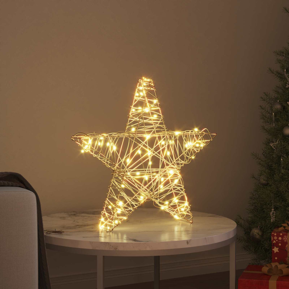 3D-Weihnachtsstern Warmes Weiß 55 x 52,5 x 10 cm