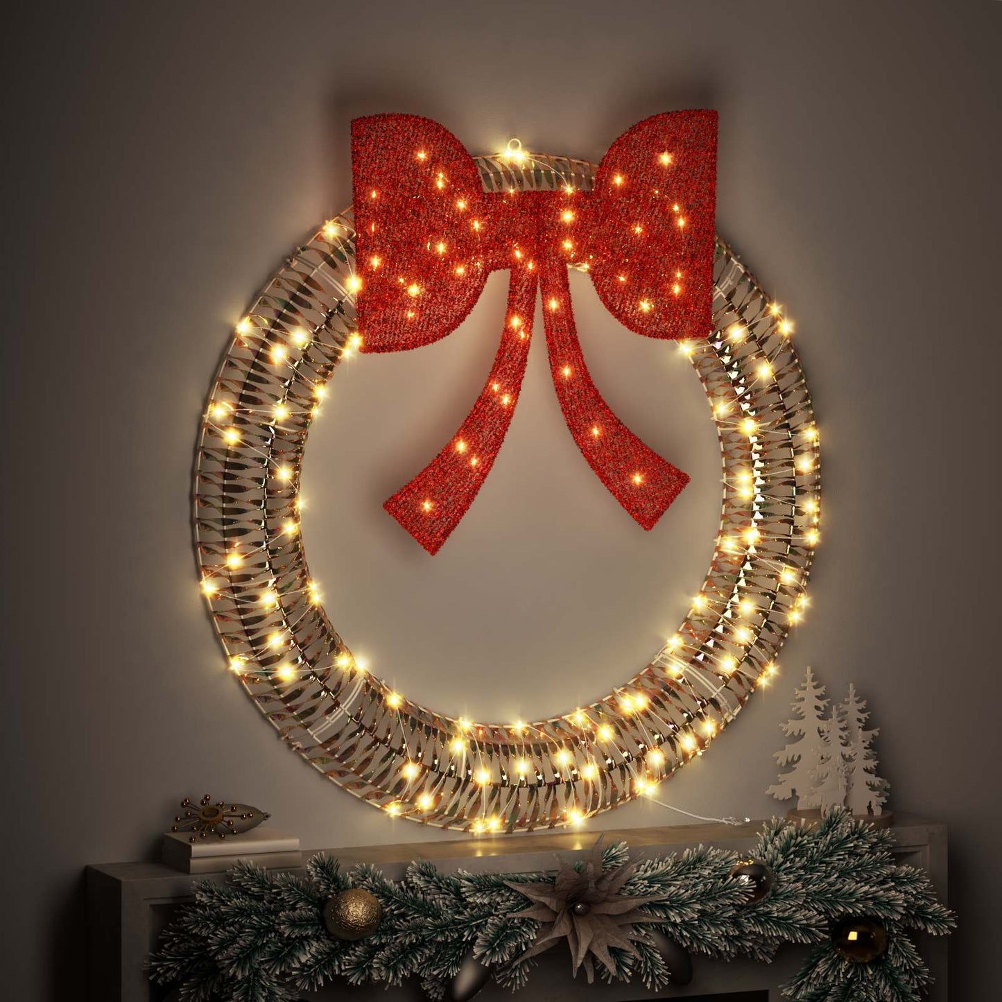 Kranz 150 LEDs Warmweiß 121 x 121 x 10 cm PET