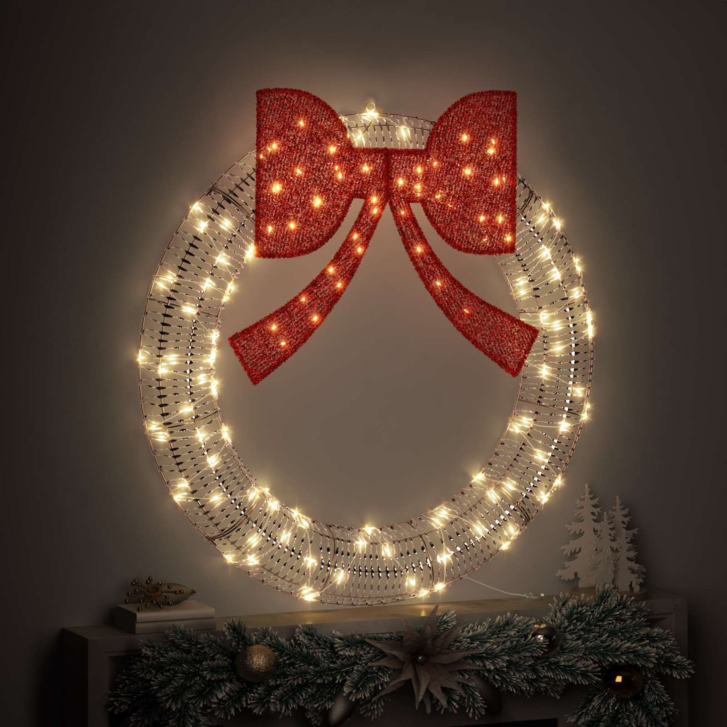 Kranz 150 LEDs Warmweiß 121 x 121 x 10 cm PET