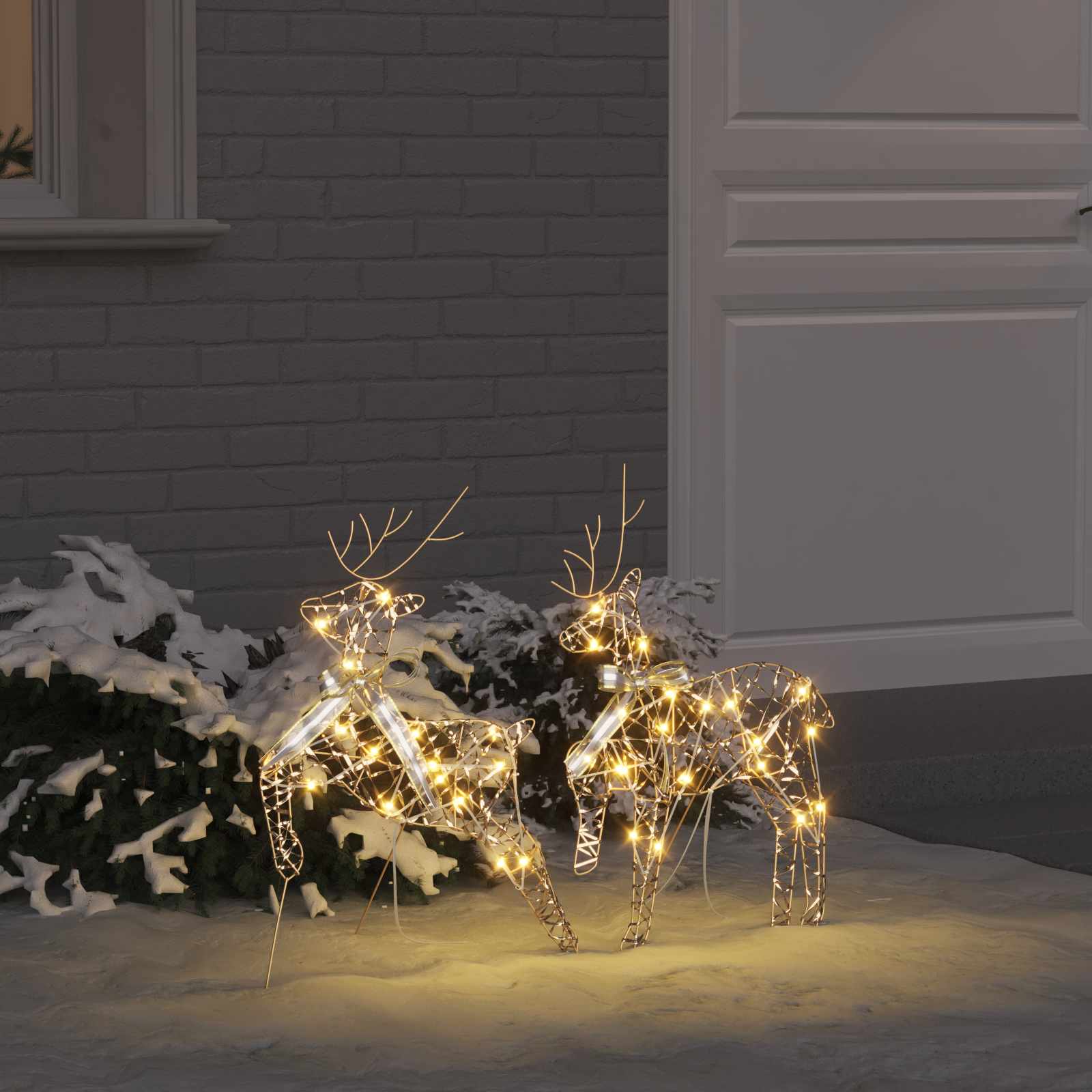 LED Rentiere 2 Stk. Warmes Weiß 44 x 18 x 65,5 cm PET 40 LEDs